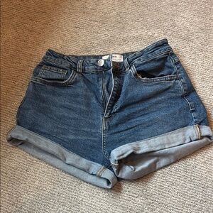 Cotton On Blue Jean Shorts High-Waisted Cuffed